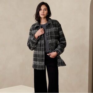 NWT Banana Republic Plaid Shacket Black/Grey size medium